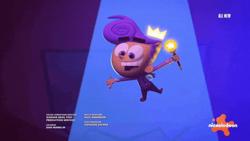 an advertisement for nickelodeon shows a cartoon character with a crown on his head