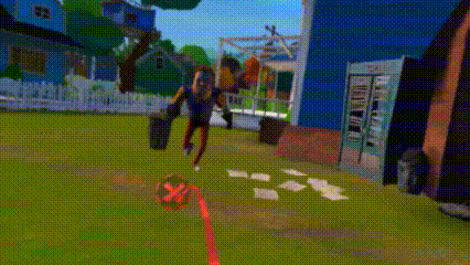 a cartoon character is playing a video game while holding a bucket and a soccer ball .