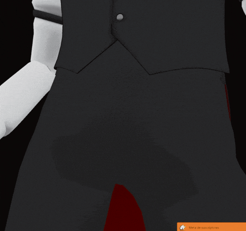 a drawing of a man in a black and white suit with buttons on the sleeves