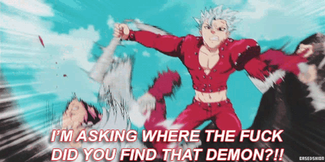 a cartoon of a man asking where the fuck did you find the demon