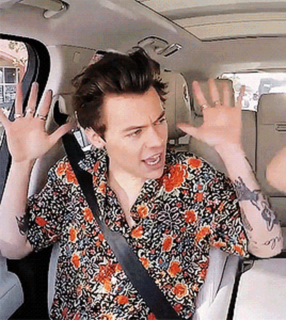 Harry Styles Carpool Karaoke GIF - Harry Styles Carpool Karaoke Hands Up GIFs