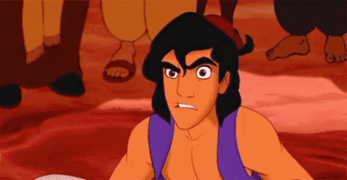 a cartoon character with a purple vest is looking at something