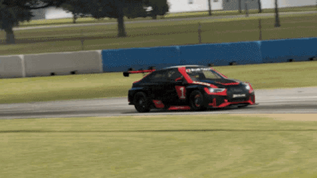 a race car with the number 1 on the side of it