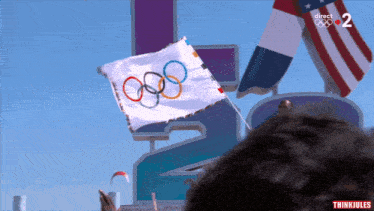 a flag with the olympic rings on it