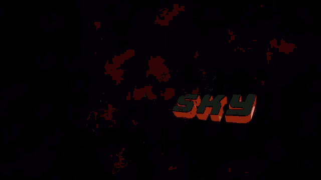 a black and yellow sky logo on a dark background