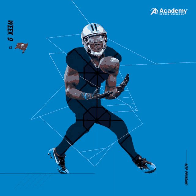 an advertisement for academy sports outdoors shows a football player