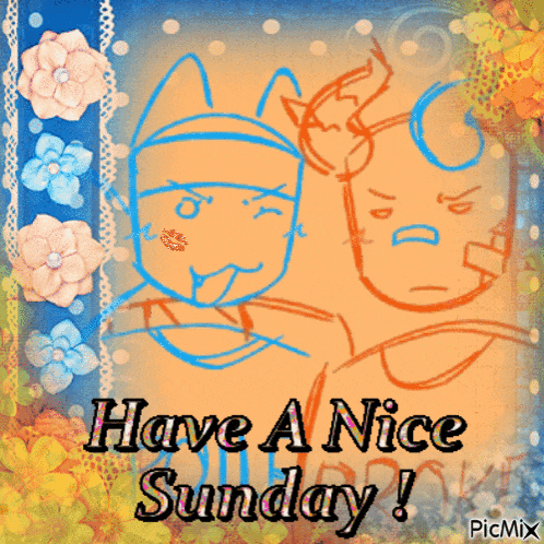 a have a nice sunday greeting card with two cats