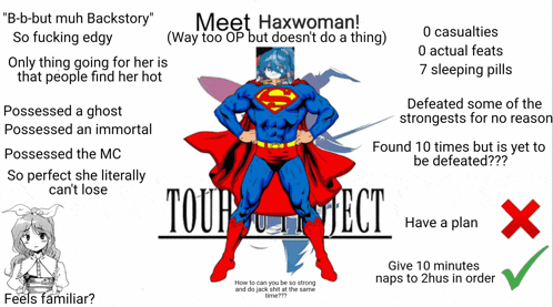 a cartoon of superman with the words meet haxwoman at the bottom