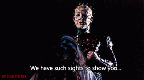 a creepy image with the words we have such sights to show you on the bottom