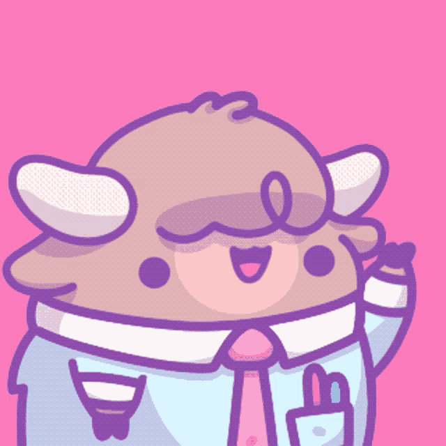 a cartoon drawing of a bull wearing a tie