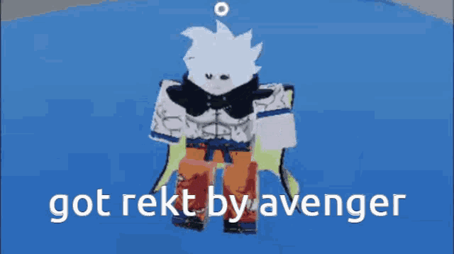 a cartoon character with the words got rekt by avenger