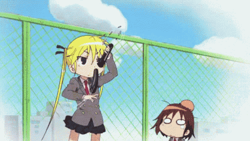 a girl with a bow and arrow is standing next to a fence
