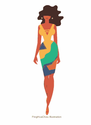 pinghuachou illustration of a woman in a dress