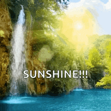 a picture of a waterfall with the words sunshine written below it