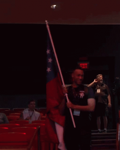 Walking Down The Stairs Holding Flag GIF - Walking Down The Stairs Holding Flag Ceremony GIFs