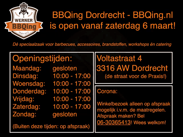 bbqing dordrecht is open vanaf zaterdag 6 maart at voltastraat 4