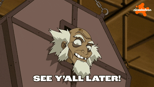 a cartoon of a man in a cage with the words see y'all later on the bottom