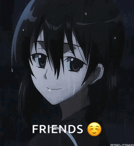 a picture of a girl with a smiley face that says friends