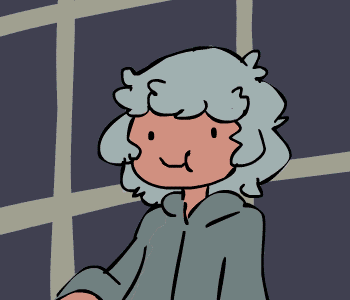 a cartoon drawing of a person holding a cookie