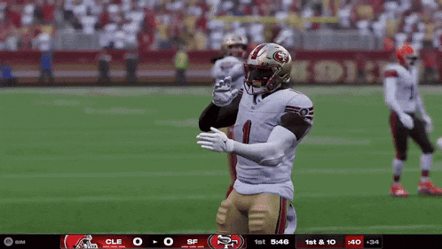 a football game is being played between the 49ers and the falcons