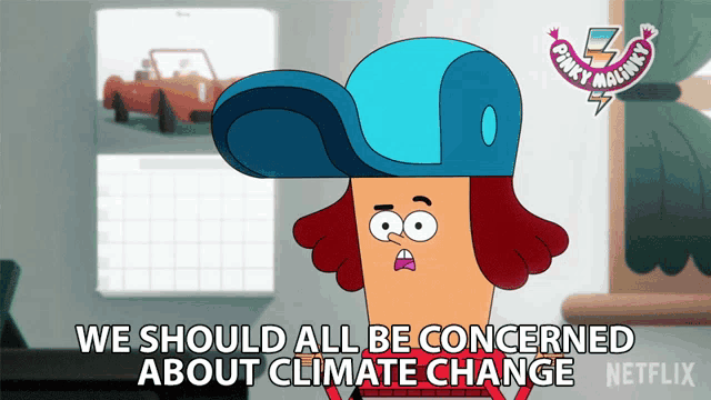 a cartoon character says we should all be concerned about climate change on netflix