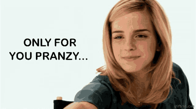 a woman sitting in a chair with the words only for you pranzy on the bottom