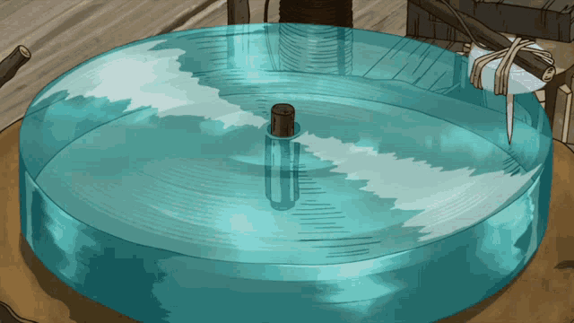 a drawing of a glass container with a wooden stick in it