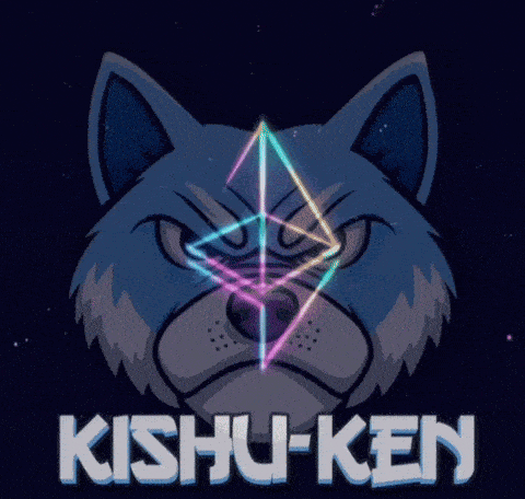 a logo for a company called kishu-ken with a wolf