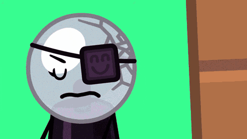 a cartoon character with glasses and a smiley face on his face