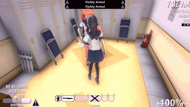 a screenshot of a video game that says visiblely armed on the screen