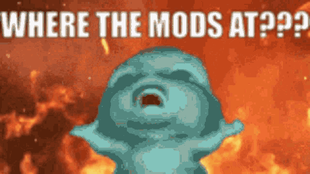 a picture of a statue with the words where the mods at on it