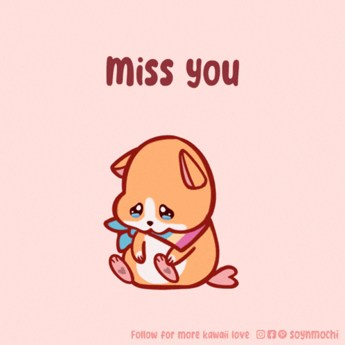 a drawing of a dog with the words miss you written on it