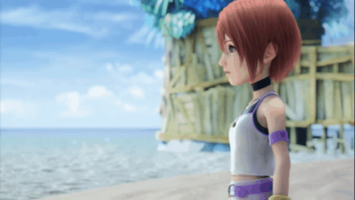 Kairi Looking At The Sea From The Side Kingdom Hearts 1 GIF - Kairi Looking At The Sea From The Side Kingdom Hearts 1 Kingdom Hearts GIFs