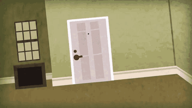 a cartoon drawing of a door and a window
