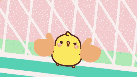 a cartoon chicken is giving a thumbs up with its wings outstretched