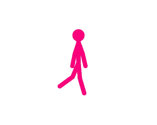 a pink stick figure with a white background
