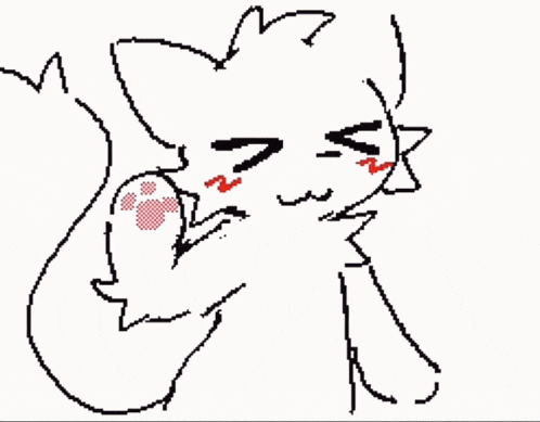 a pixel art drawing of a cat with a paw print on it