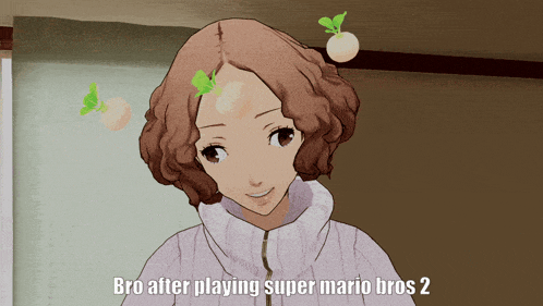 a picture of a girl with the words bro after playing super mario bros 2 on the bottom