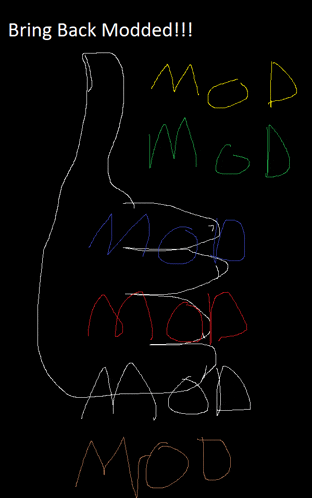 a drawing of a hand giving a thumbs up and the words bring back modded
