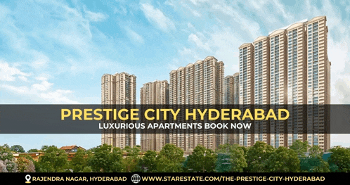 an advertisement for the prestige city hyderabad luxurious apartments