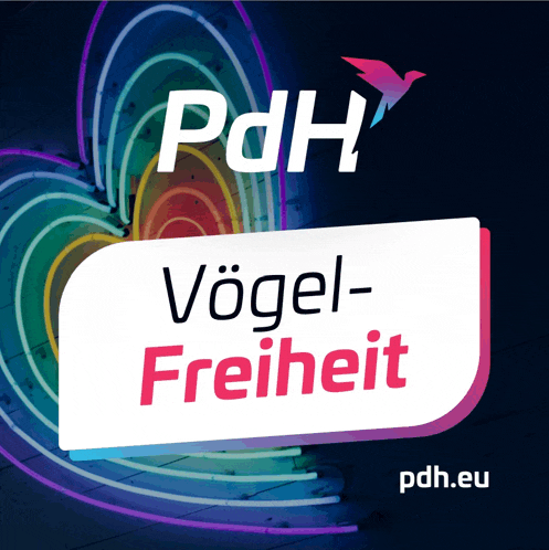 a sign that says pdh vogel- freiheit with a bird on it