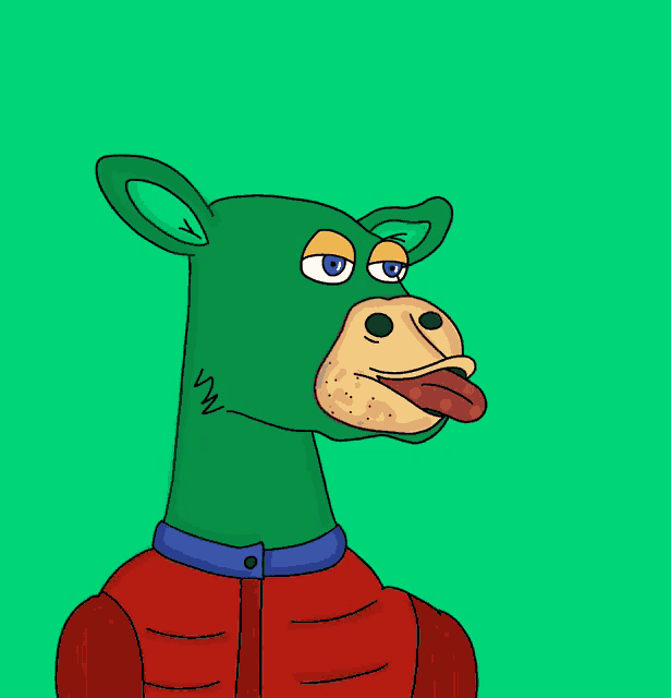 a cartoon drawing of a deer wearing a mask and a red jacket