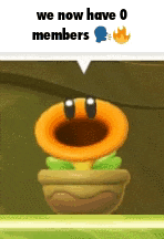 a cartoon plant with a speech bubble that says `` we now have 0 members '' .