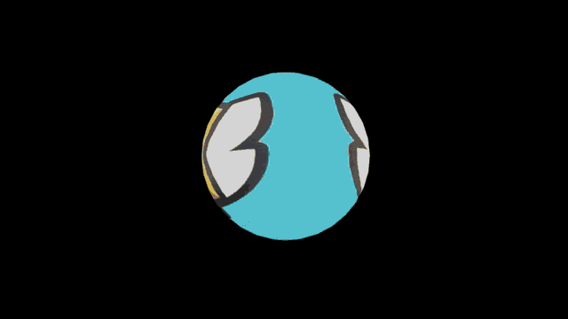 a blue and yellow ball with a yellow bird on it