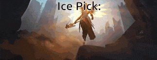 a painting of a woman with a sword and the words ice pick