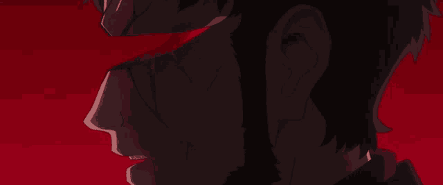a close up of a man 's face with blood coming out of his mouth