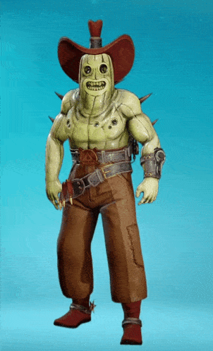 a video game character with a cowboy hat and pants