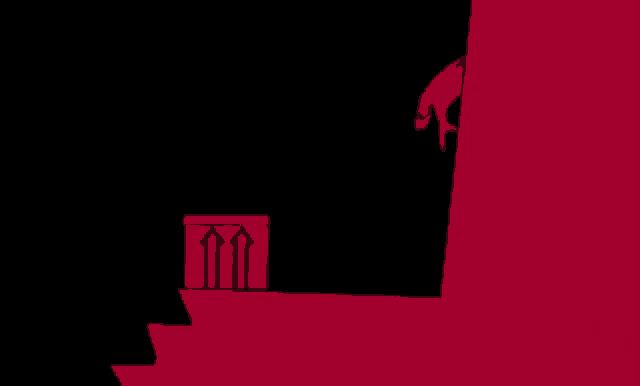 a silhouette of a person holding a hammer on a red background .