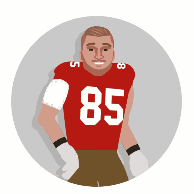 a football player wearing a red jersey with the number 85