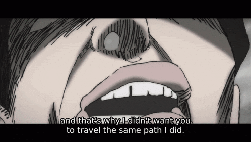 a drawing of a face with the words and that 's why i didn 't want you to travel the same path